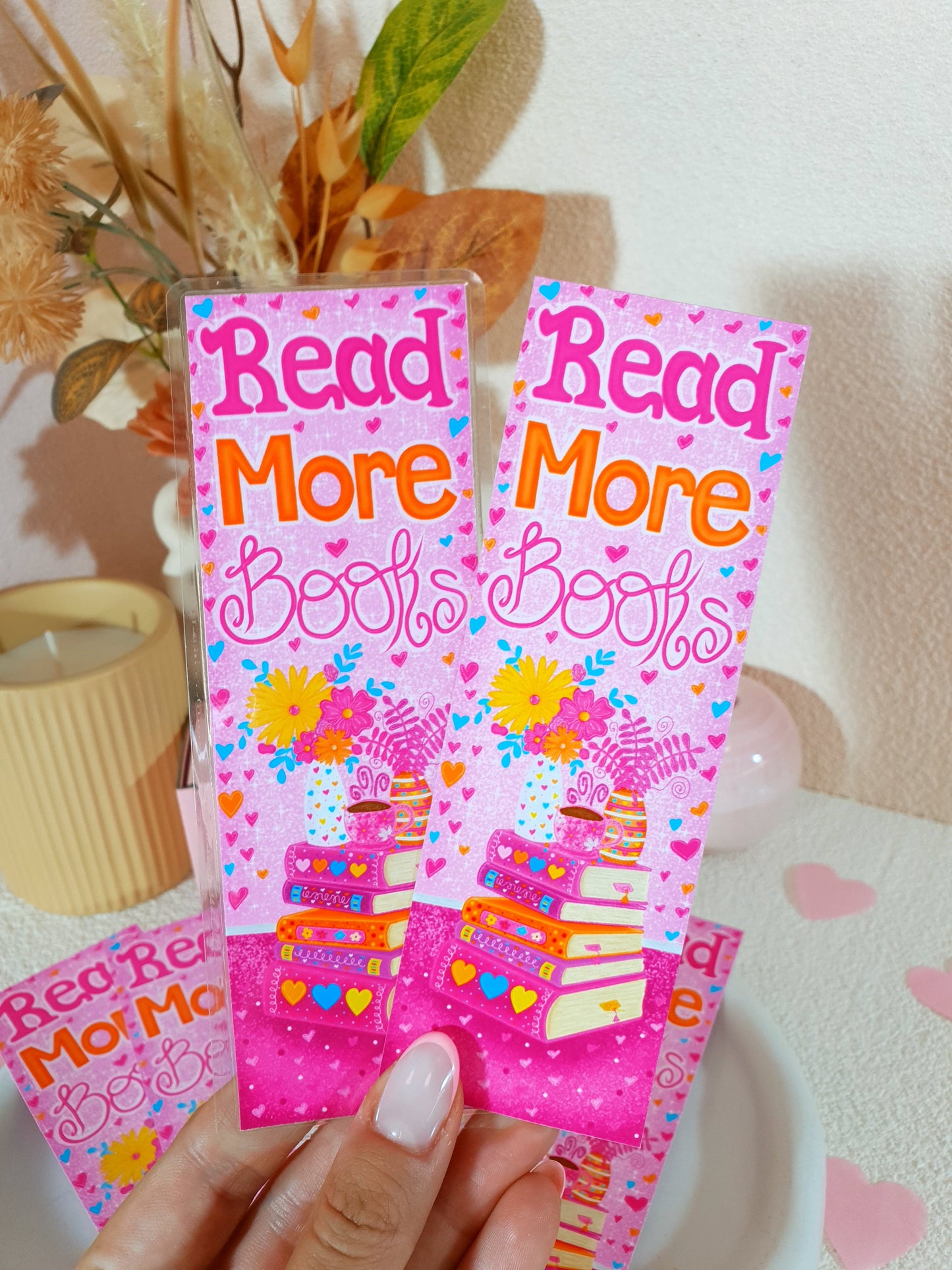 Read More Books Pink Traditional Bookmark