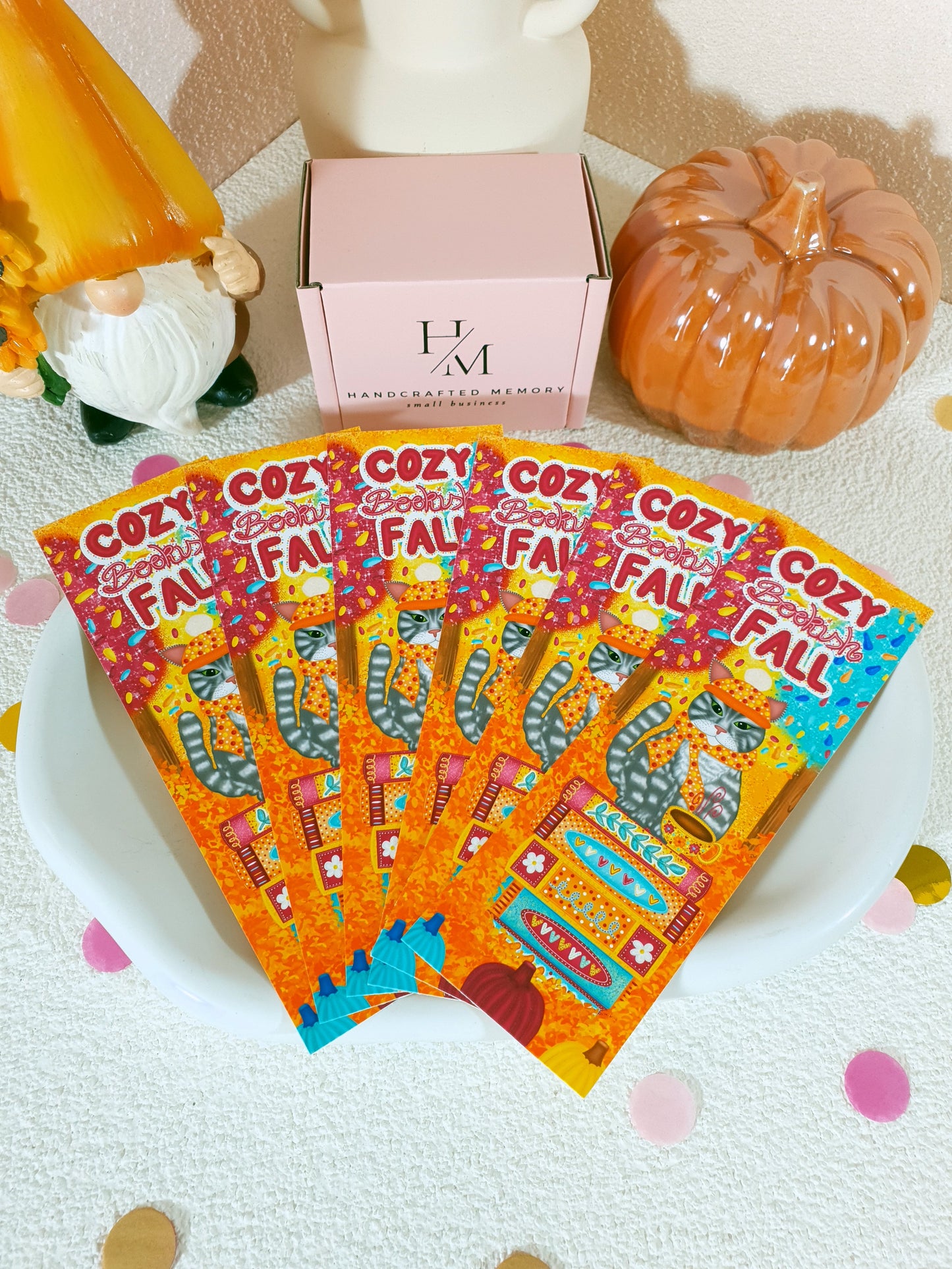 Bookish Cat in the Cozy Fall Traditional Bookmark