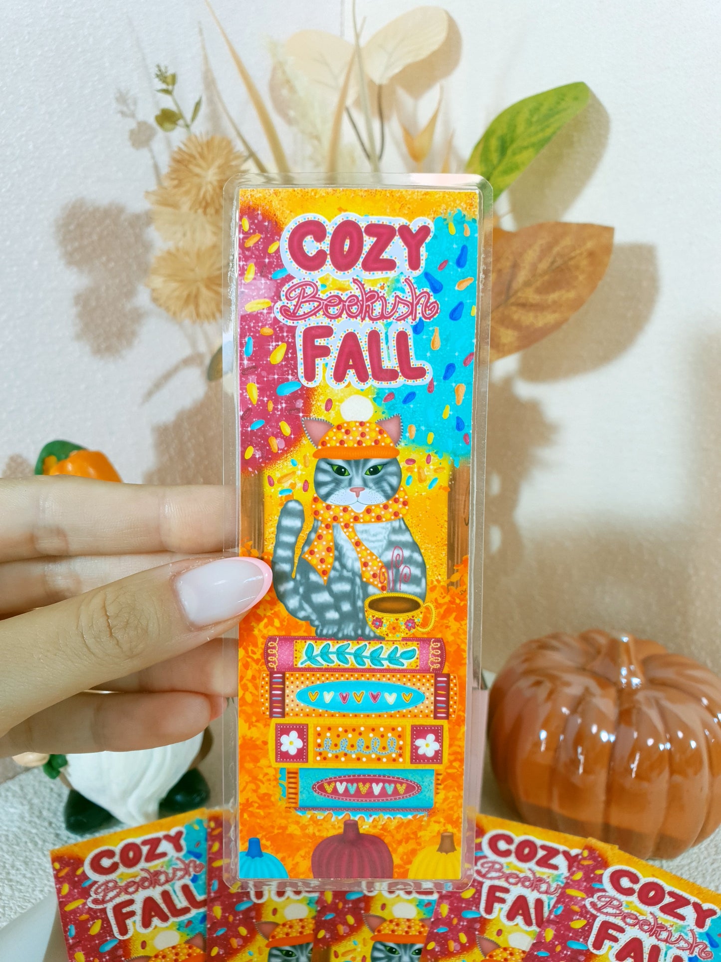 Bookish Cat in the Cozy Fall Traditional Bookmark