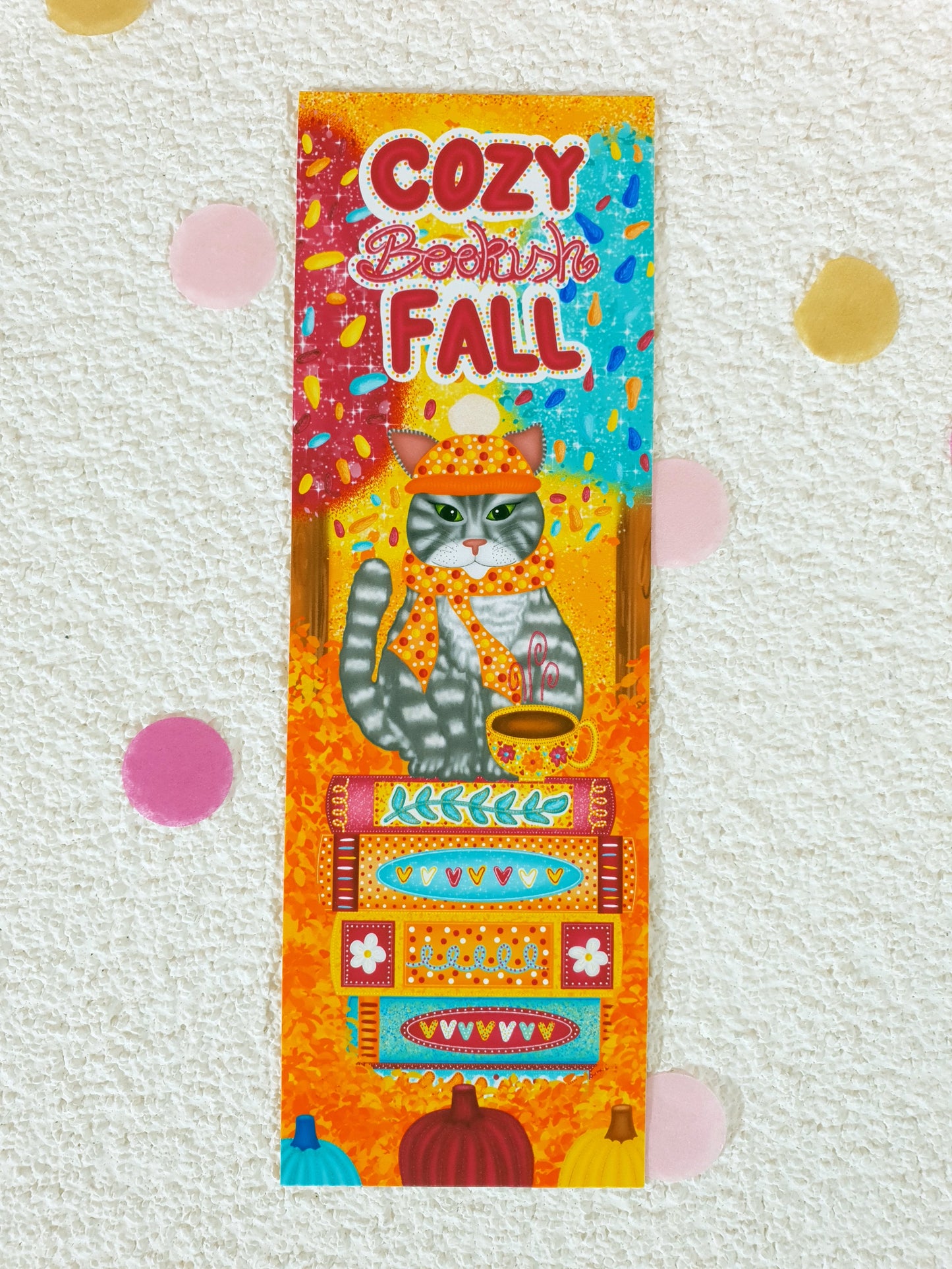 Bookish Cat in the Cozy Fall Traditional Bookmark