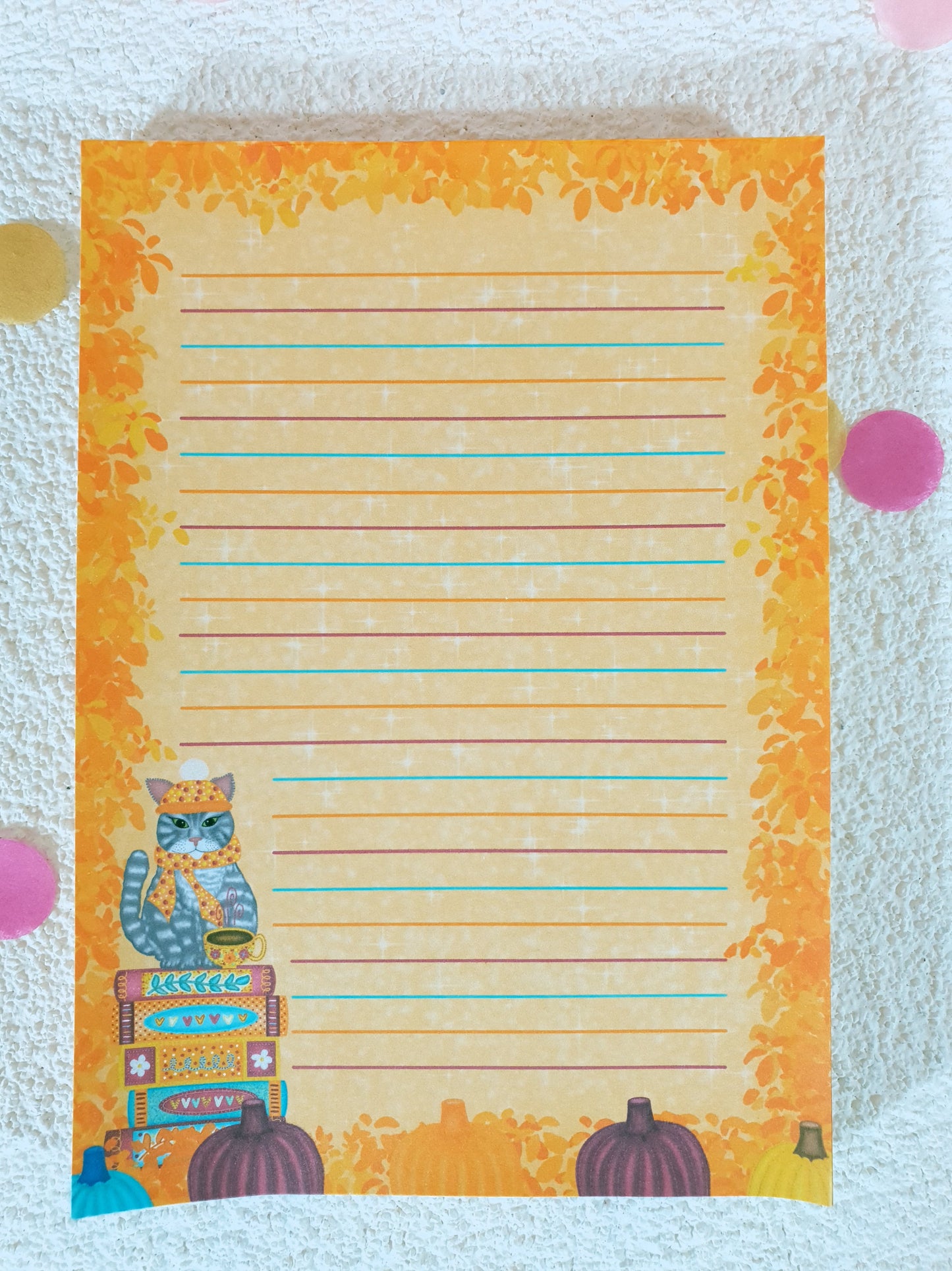 Bookish Cat in the Cozy Fall Big Notepad