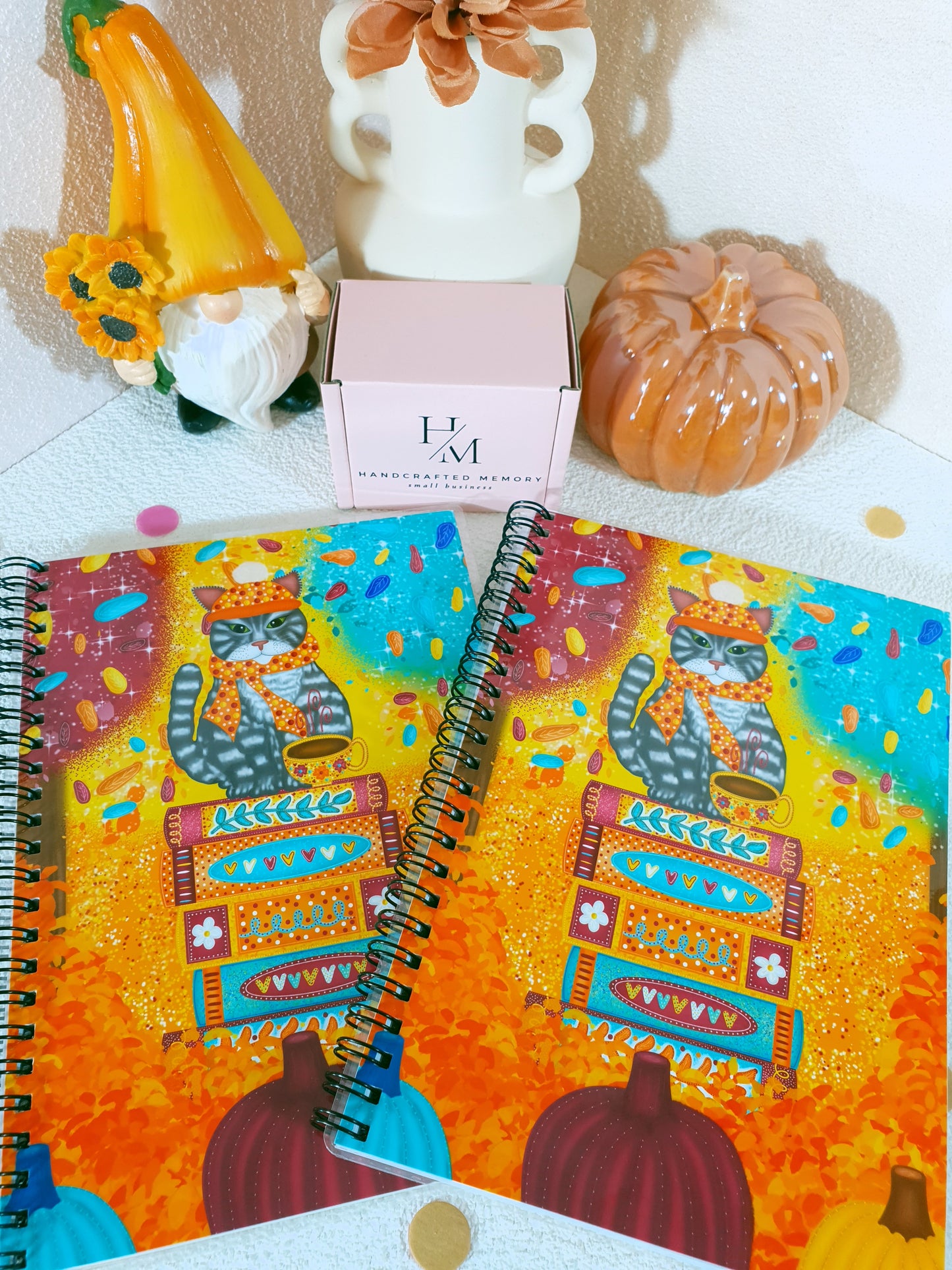 Bookish Cat in the Cozy Fall A5 Notebook
