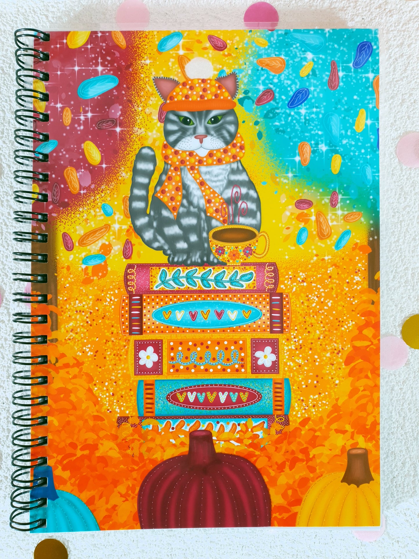 Bookish Cat in the Cozy Fall A5 Notebook