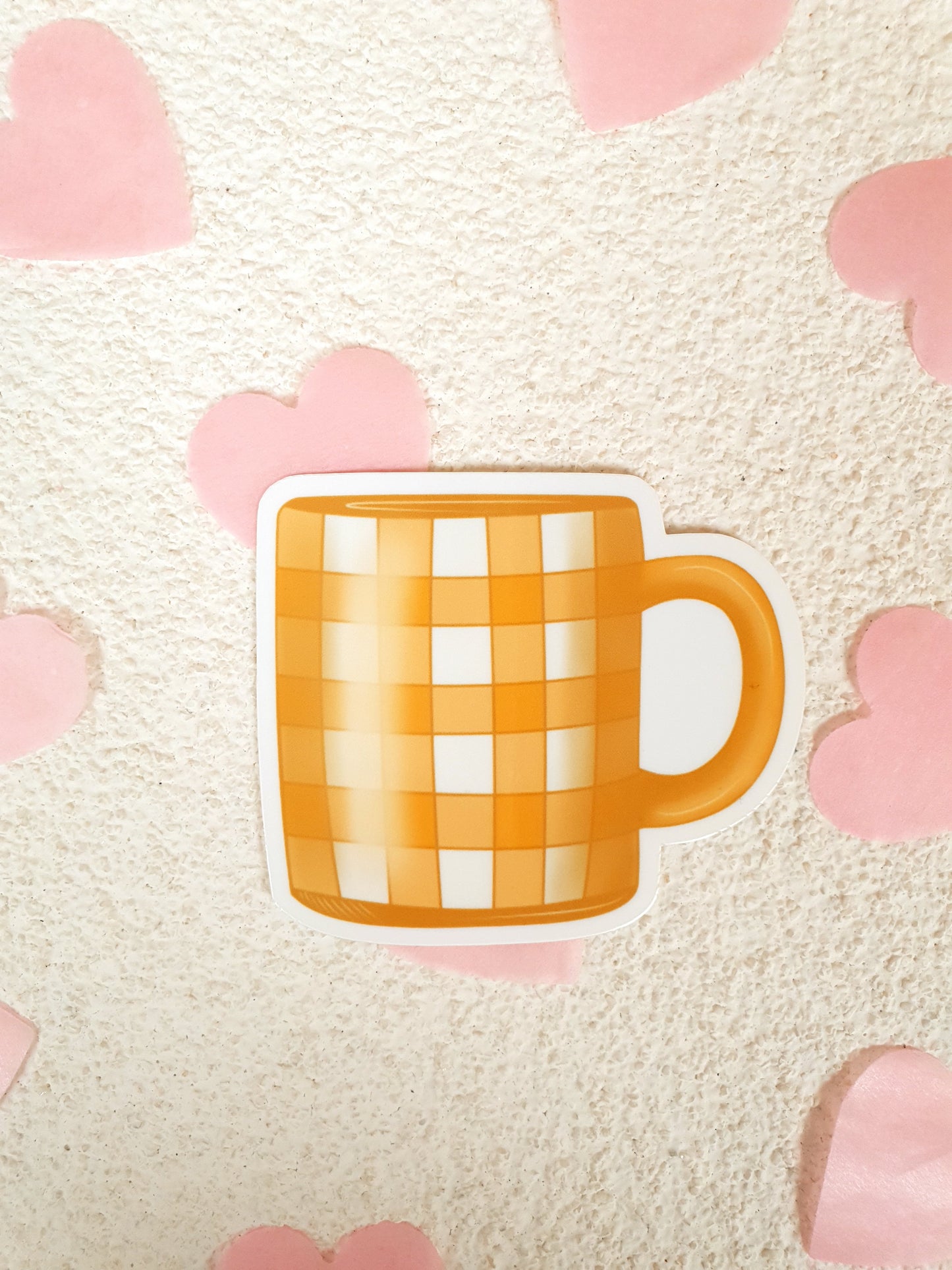 Yellow-Checkered Mug Vinyl Sticker