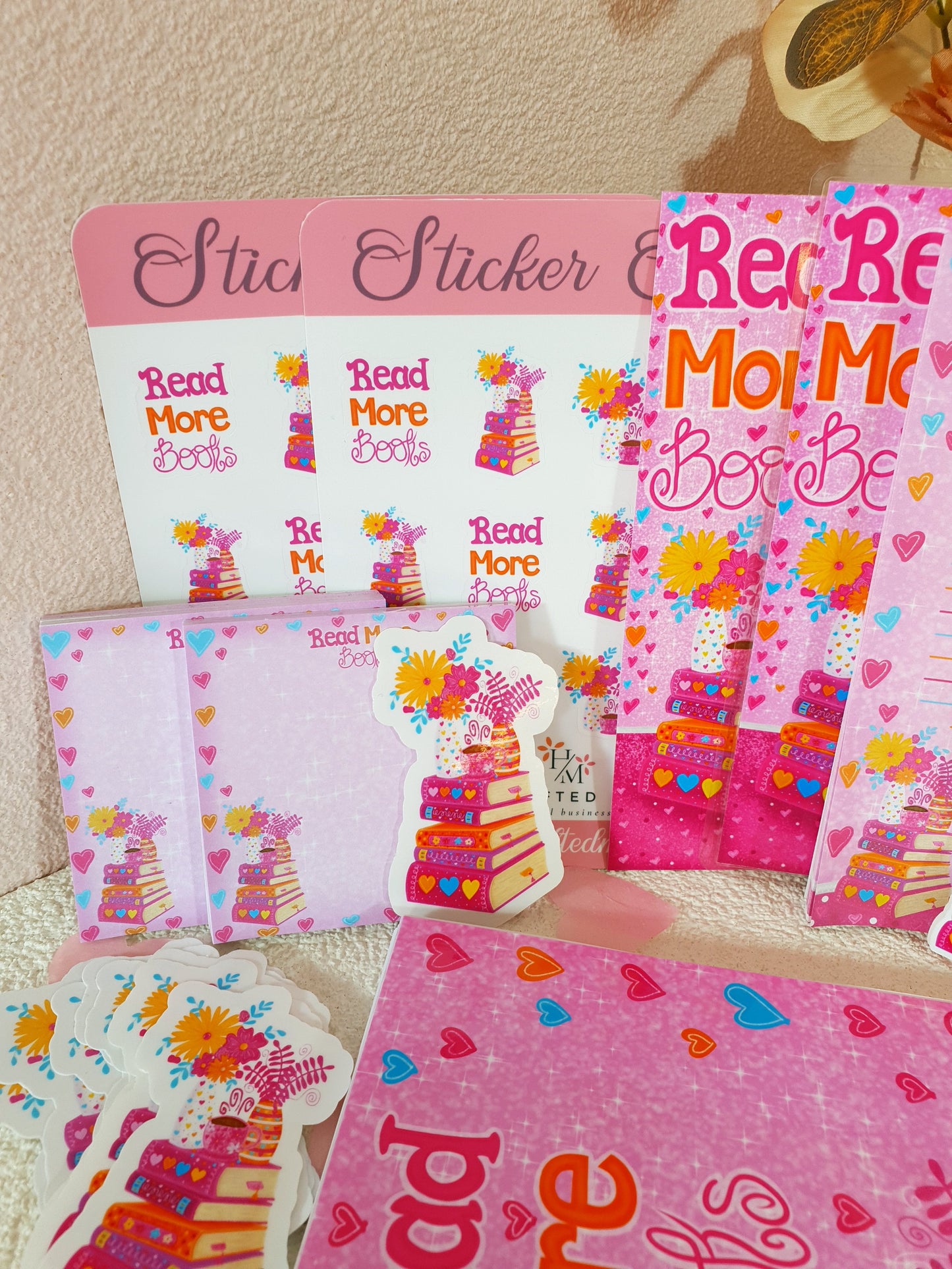 Read More Books Pink Stationary + Cup and Mug Rug Bundle