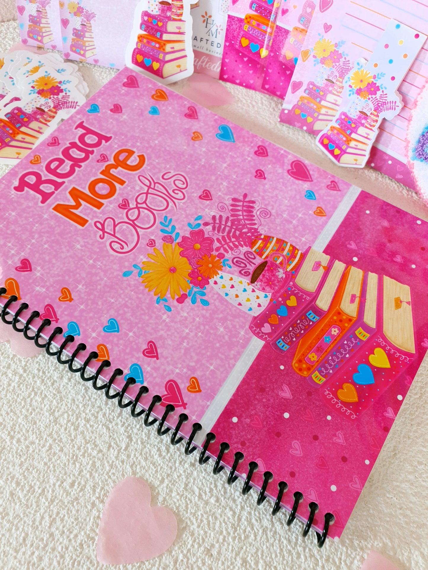 Read More Books Pink Stationary + Cup and Mug Rug Bundle