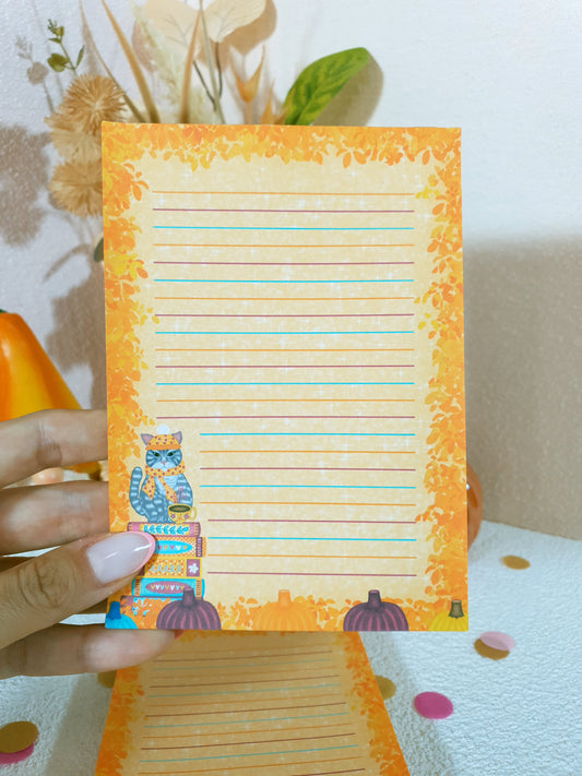 Bookish Cat in the Cozy Fall Big Notepad