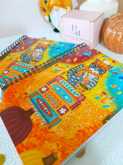 Bookish Cat in the Cozy Fall A5 Notebook