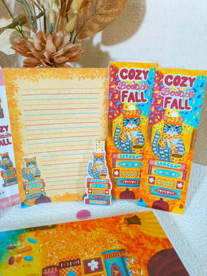 Bookish Cat in the Cozy Fall Stationary Bundle