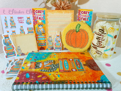 Bookish Cat in the Cozy Fall Stationary + Cup and Mug Rug Bundle