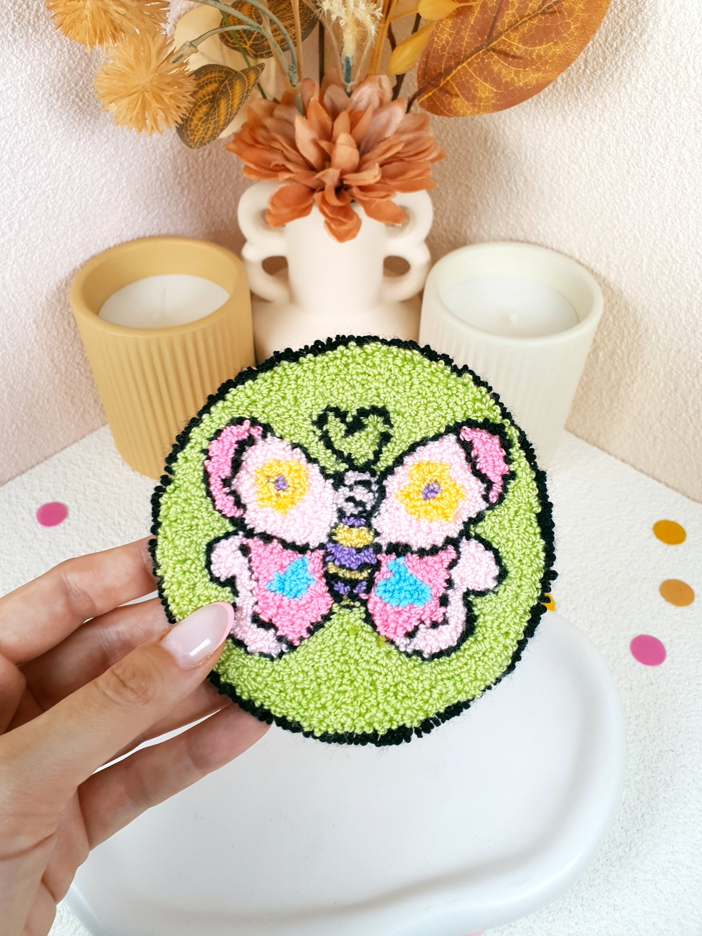 Cheerful Butterfly Mug Rug