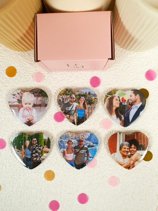 Heart 6 Pack Photo Magnets