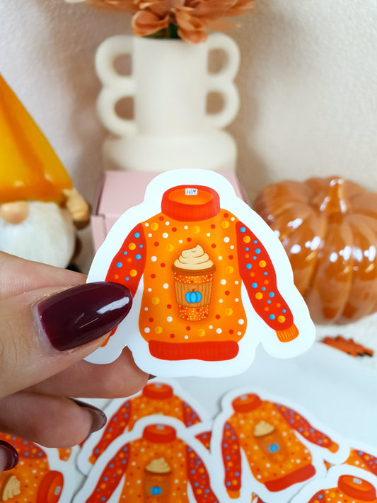 Orangefarbener Pullover – Vinyl-Sticker