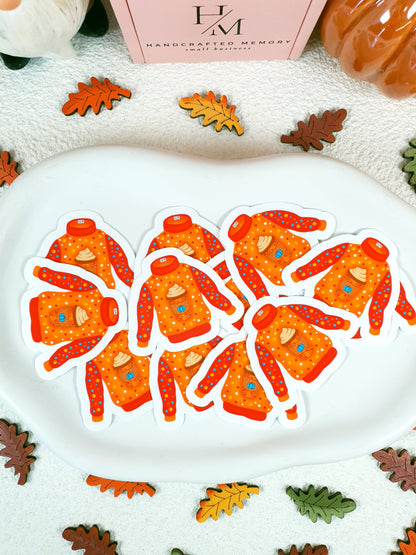 Orangefarbener Pullover – Vinyl-Sticker