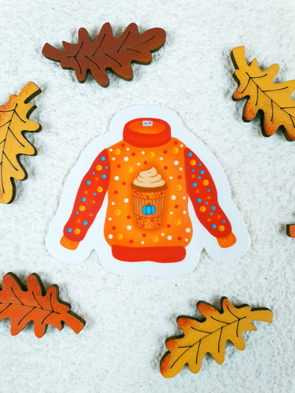 Orangefarbener Pullover – Vinyl-Sticker