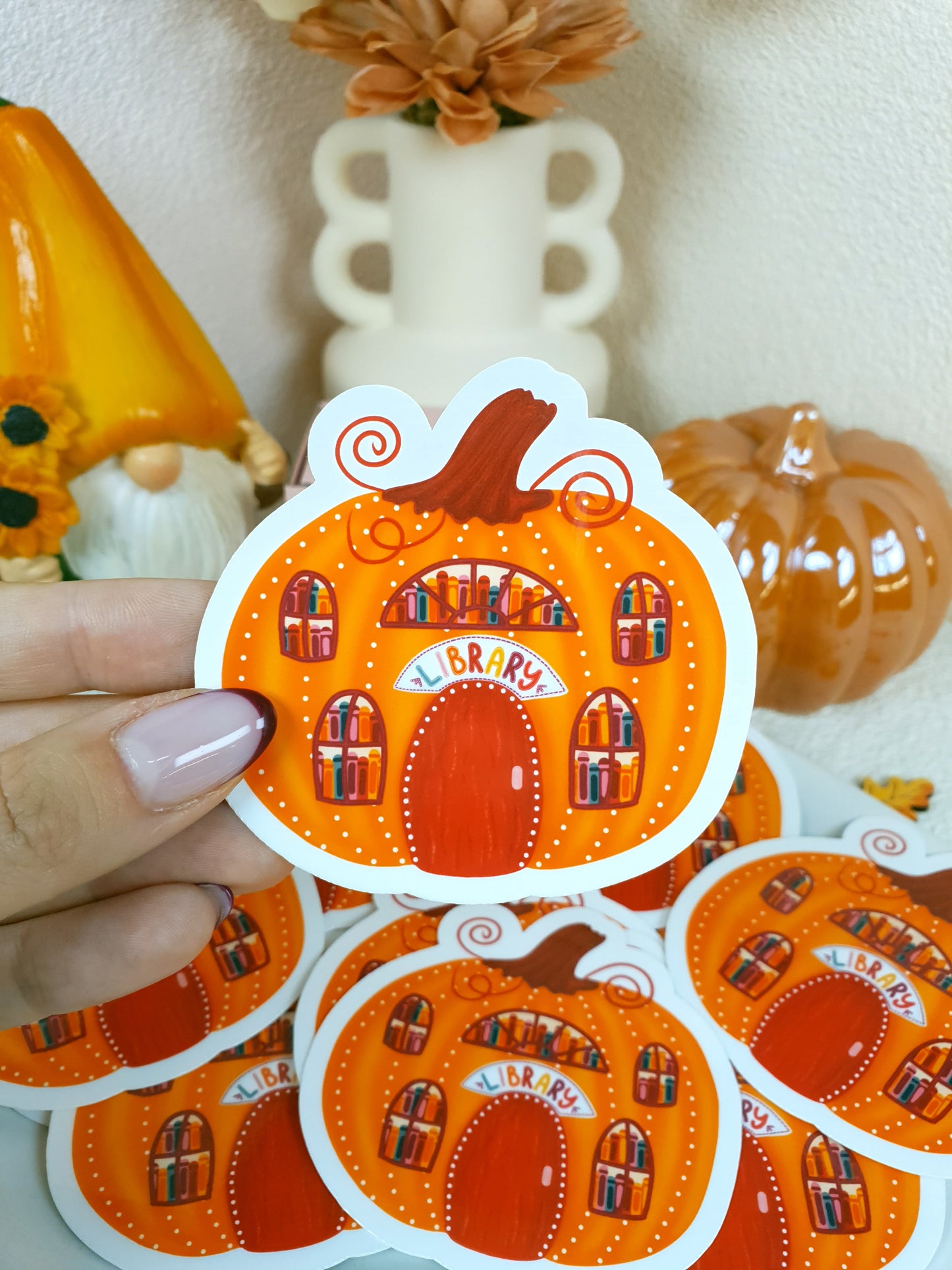 Pumpkin Library Vinyl Sticker