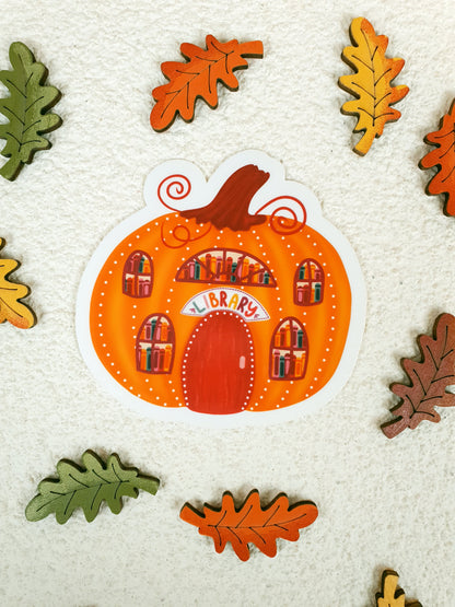 Pumpkin Library Vinyl Sticker