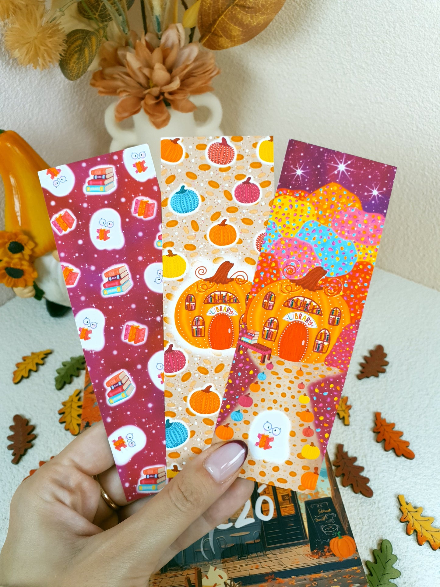 Pumpkin Library Traditional Bookmark Set or Individual