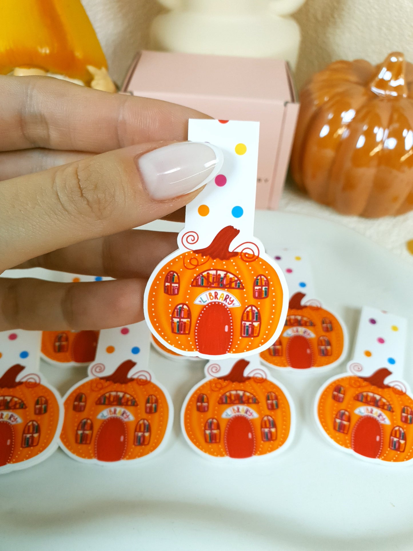 Pumpkin Library Magnetic Bookmark