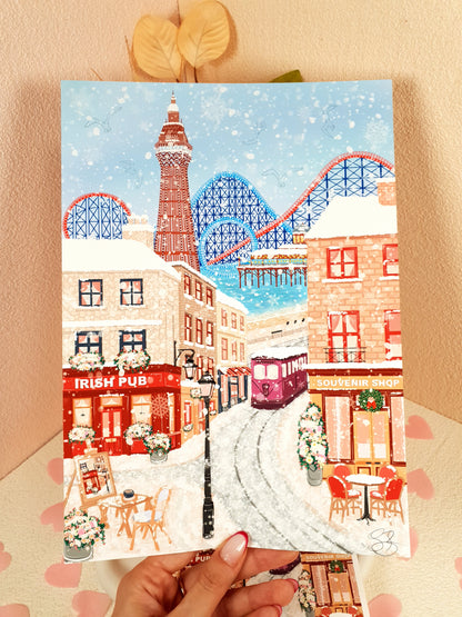 Blackpool in Winter Art Print