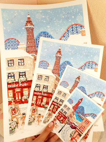 Blackpool in Winter Art Print