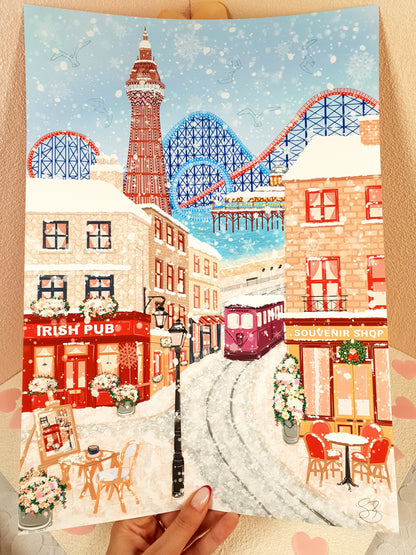 Blackpool in Winter Art Print