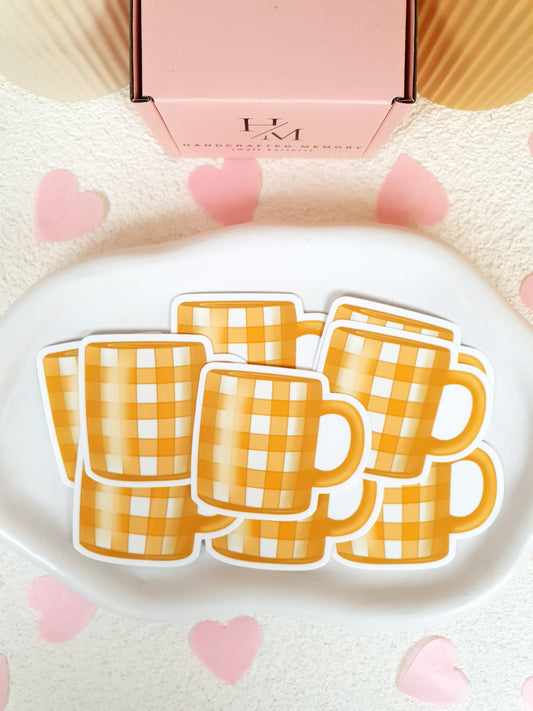 Yellow-Checkered Mug Vinyl Sticker
