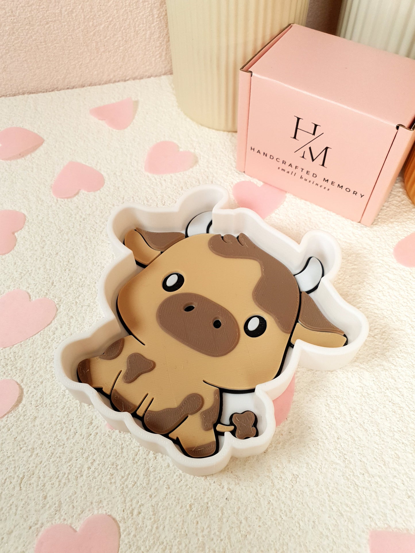 3D Printed Cute Cow Trinket Tray