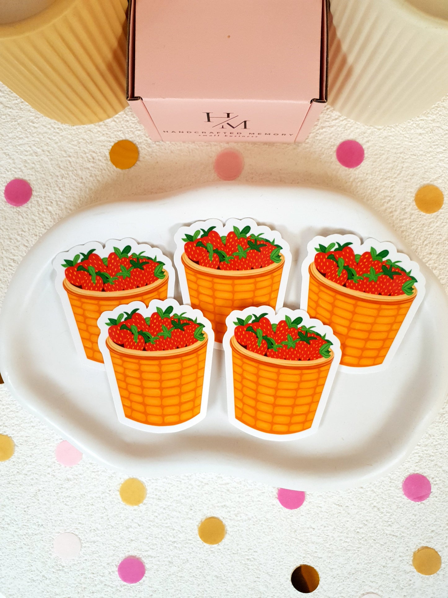 Strawberry Basket Vinyl Sticker