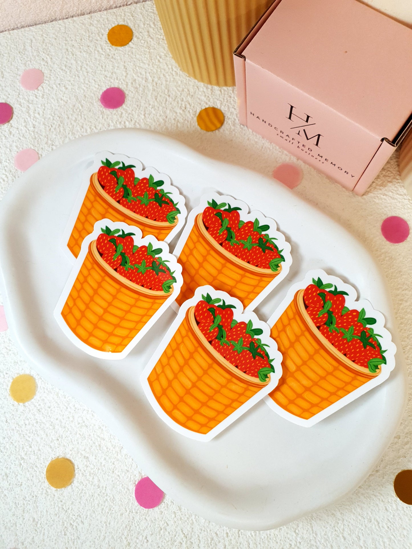 Strawberry Basket Vinyl Sticker