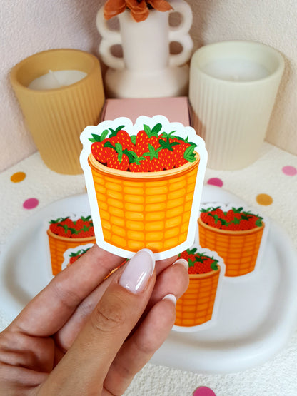 Strawberry Basket Vinyl Sticker