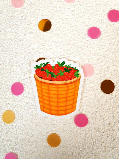 Strawberry Basket Vinyl Sticker