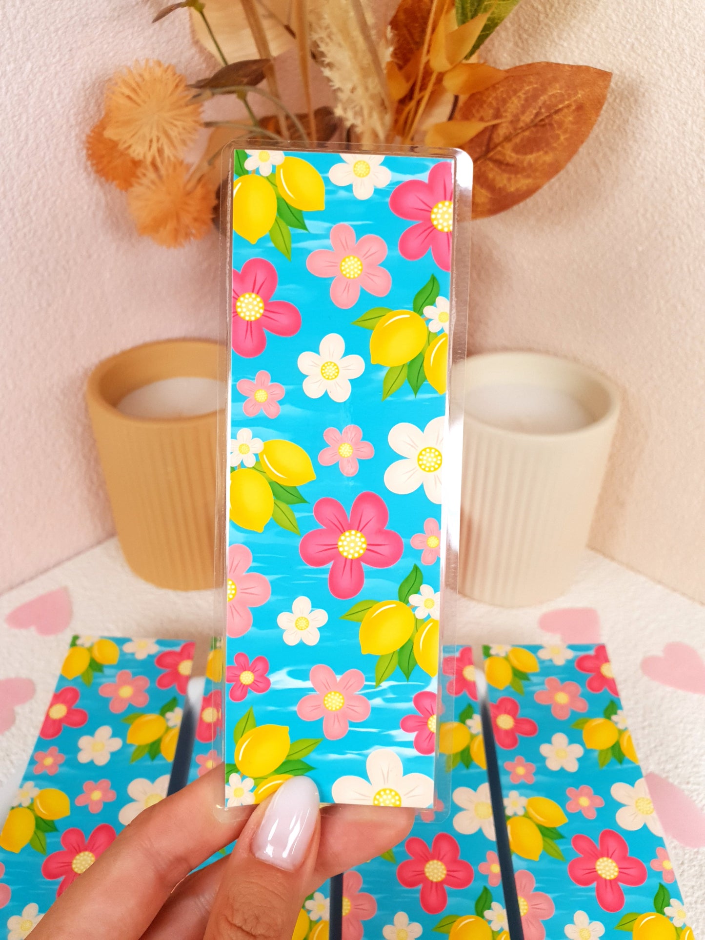 Flowers and Lemons Traditional Bookmark
