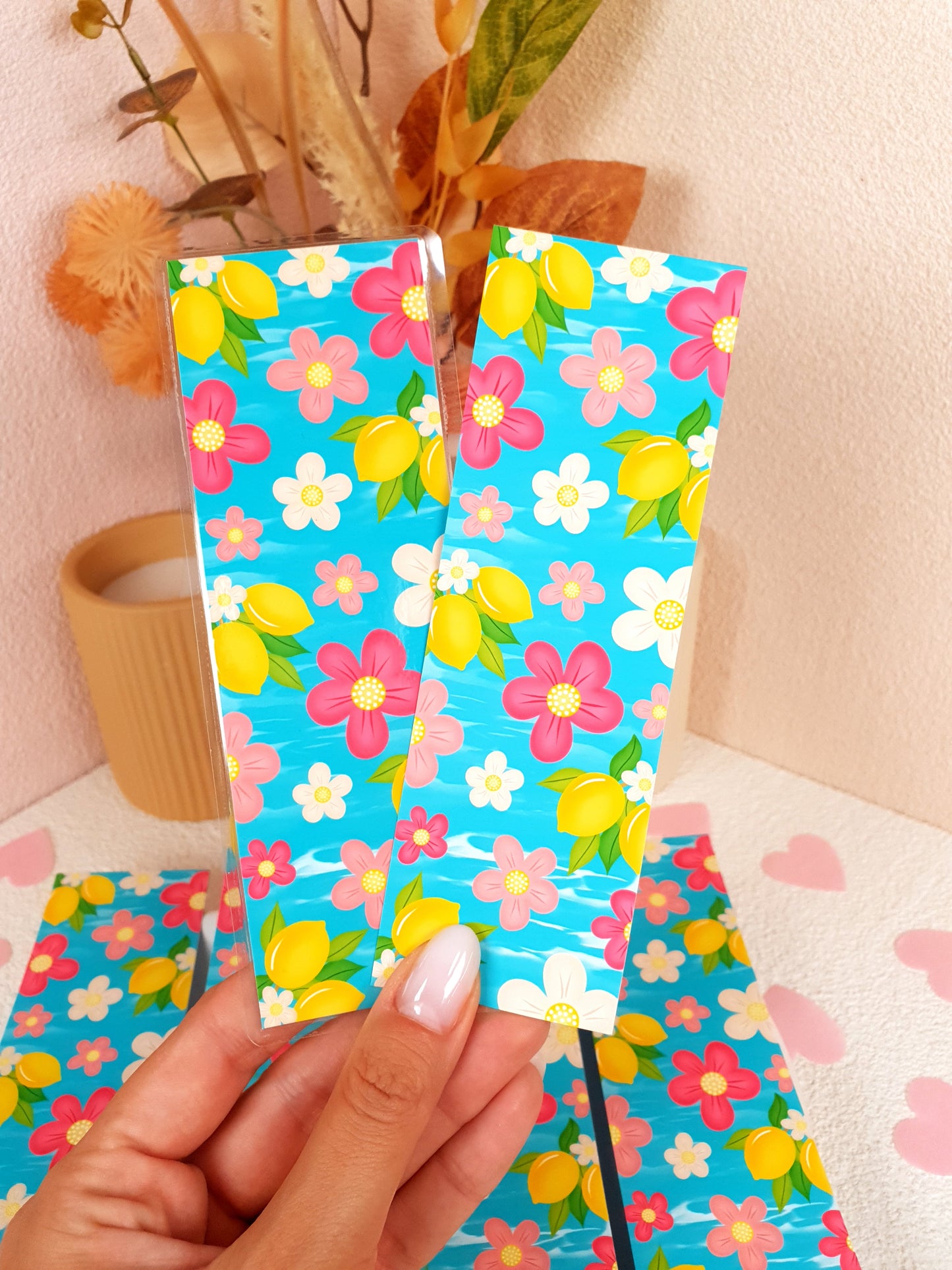 Flowers and Lemons Traditional Bookmark