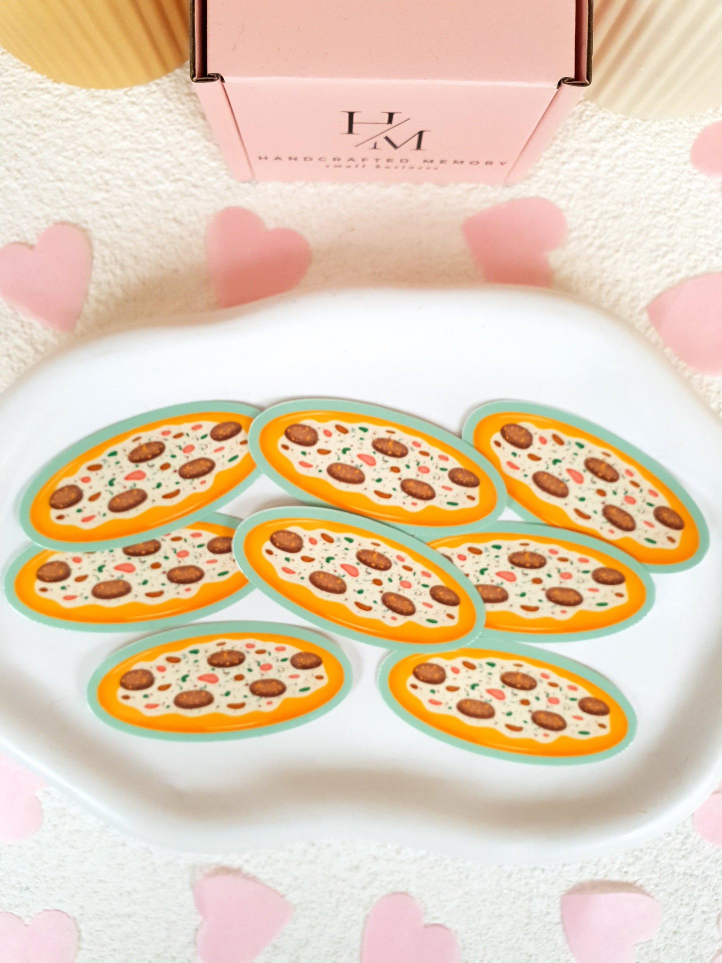 White Mushroom Pizza Vinyl Sticker