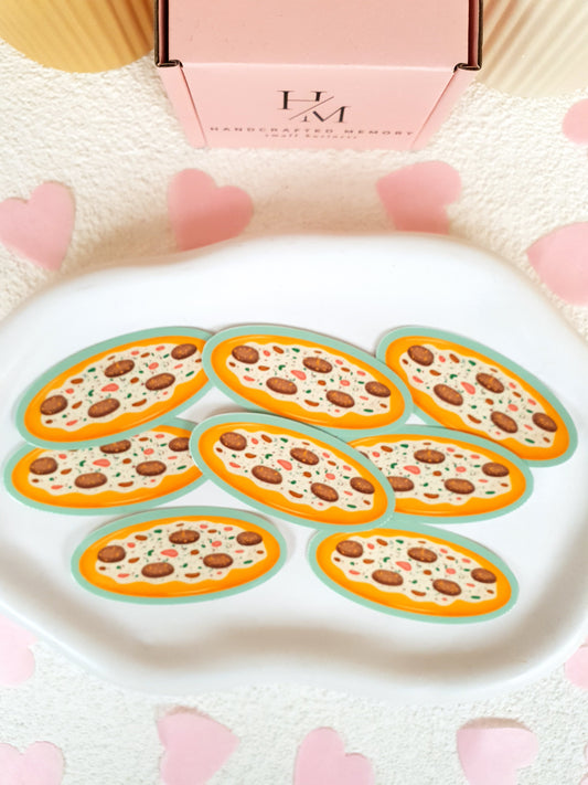 White Mushroom Pizza Vinyl Sticker