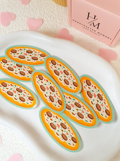 White Mushroom Pizza Vinyl Sticker