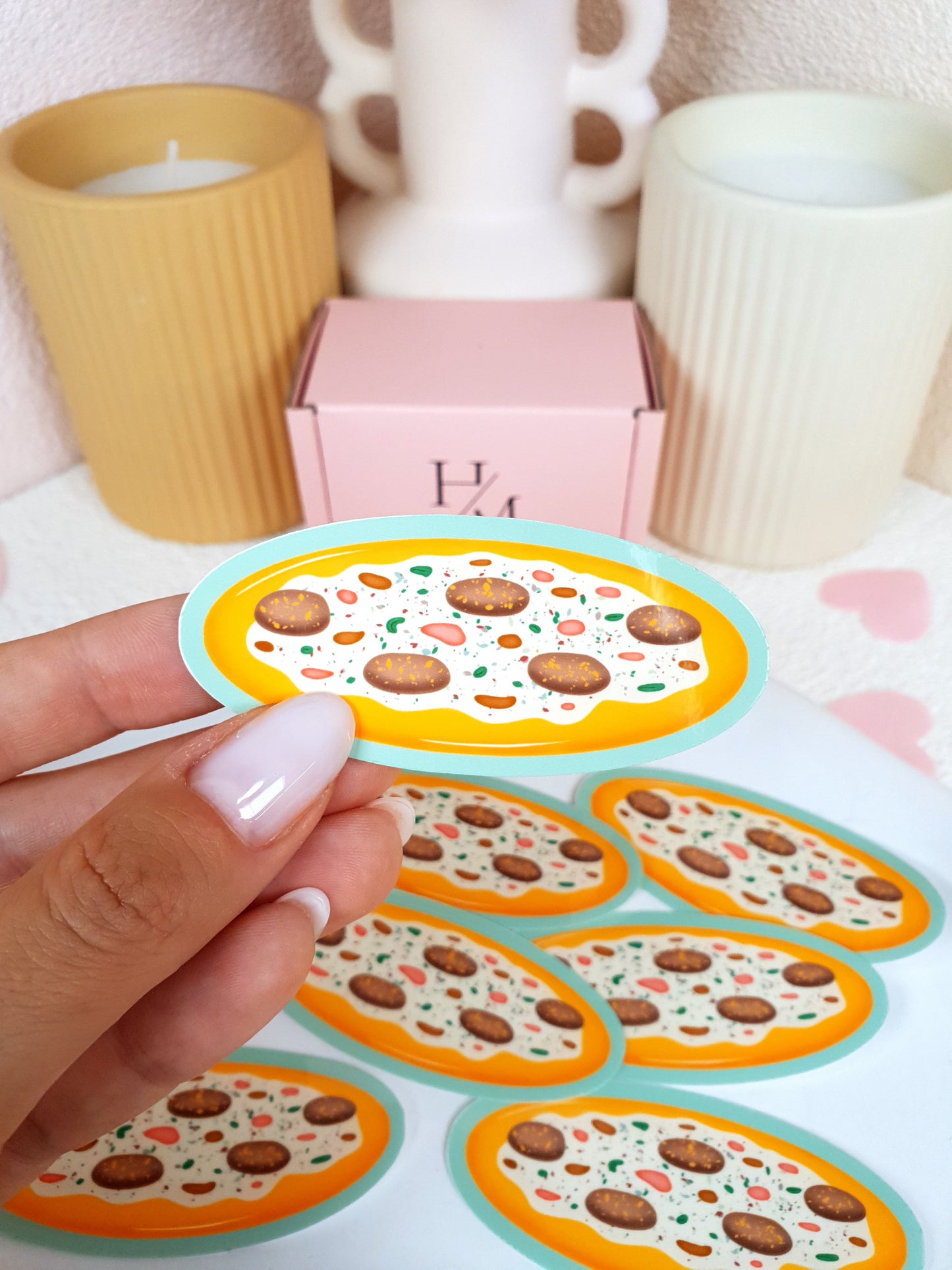 White Mushroom Pizza Vinyl Sticker