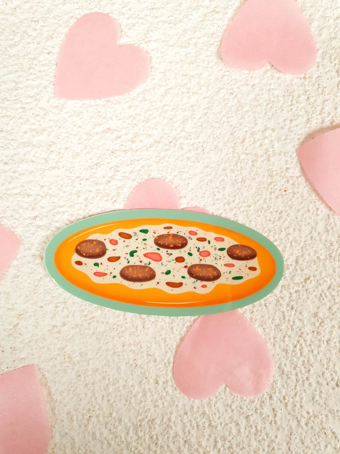 White Mushroom Pizza Vinyl Sticker