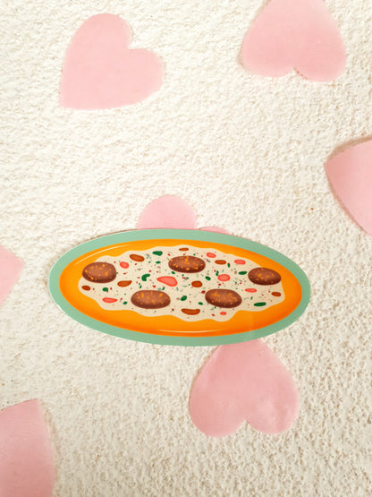 White Mushroom Pizza Vinyl Sticker