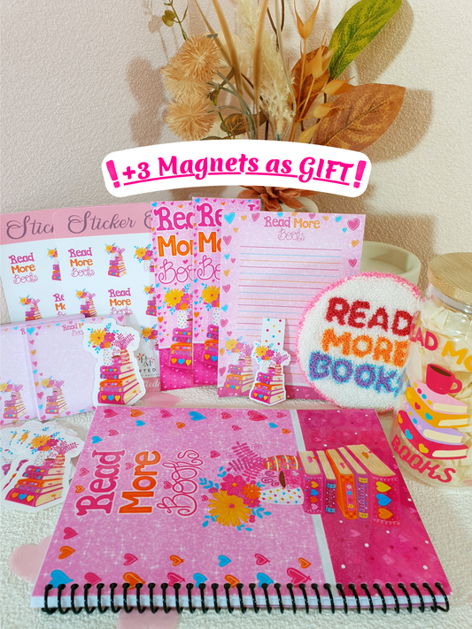 Read More Books Pink Stationary + Cup and Mug Rug Bundle