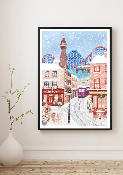 Blackpool in Winter Art Print