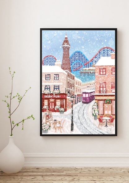 Blackpool in Winter Art Print