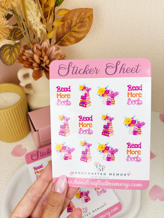 Read More Books Pink Sticker Sheet